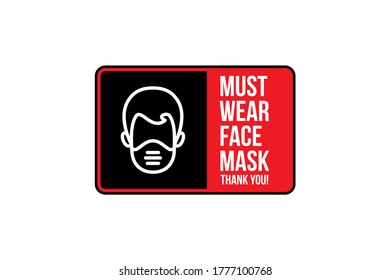 must wear face mask sign vector eps
