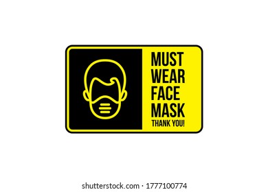 must wear face mask sign vector eps
