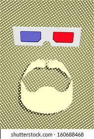 mustache and 3d cinema glasses.