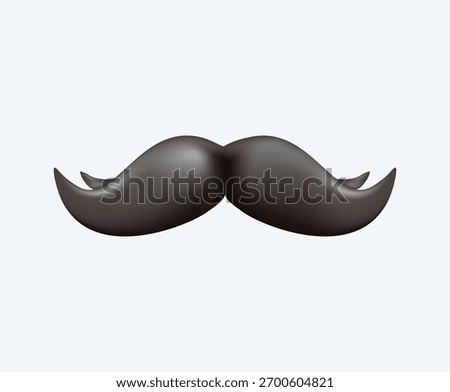 Mustache 3d vector illustration cartoon. Mustaches Black icon of a classic gentleman's mustache. Whisker. Realistic man beard style Movember, father day concept