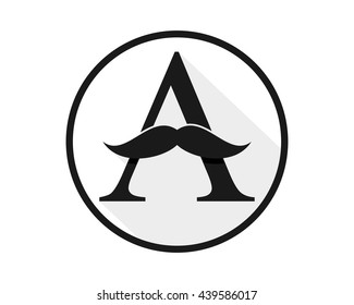 mustache alphabet A eye glasses optics image vector icon logo
