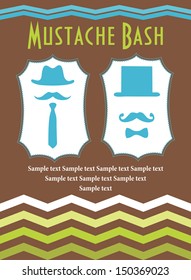 mustache bash card design. vector illustration