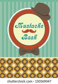 mustache bash card design. vector illustration