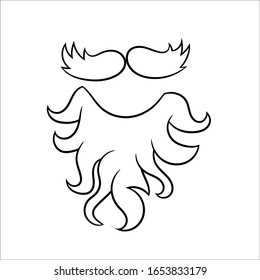 Mustache and beard. Accessory for a holiday party.Vector isolated illustration on a white background.For the design of theme parties, invitations, flyers.