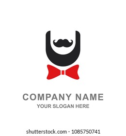Mustache Beard and Bow Tie Logo Vector Illustration