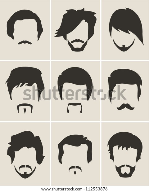 Mustache, beard and hair style\
set