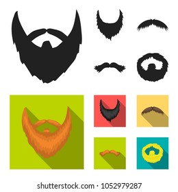 Mustache and beard, hairstyles black, flat icons in set collection for design. Stylish haircut vector symbol stock web illustration.