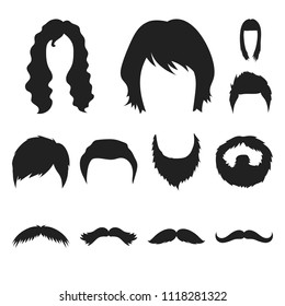 Mustache and beard, hairstyles black icons in set collection for design. Stylish haircut vector symbol stock web illustration.