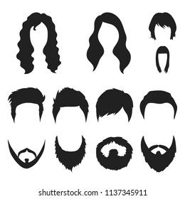 Mustache and beard, hairstyles black icons in set collection for design. Stylish haircut vector symbol stock web illustration.