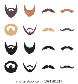 Mustache and beard, hairstyles black,cartoon icons in set collection for design. Stylish haircut vector symbol stock web illustration.