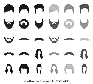 Mustache and beard, hairstyles black.mono icons in set collection for design. Stylish haircut vector symbol stock web illustration.