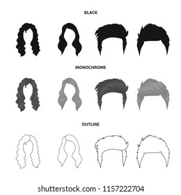 Mustache and beard, hairstyles black,monochrome,outline icons in set collection for design. Stylish haircut vector symbol stock web illustration.