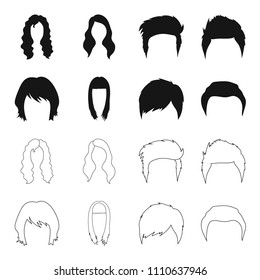 Mustache and beard, hairstyles black,outline icons in set collection for design. Stylish haircut vector symbol stock web illustration.