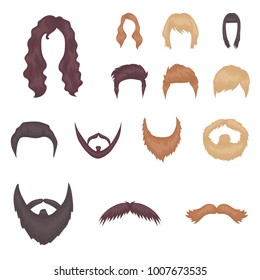 Mustache and beard, hairstyles cartoon icons in set collection for design. Stylish haircut vector symbol stock web illustration.