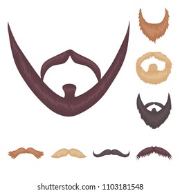 Mustache and beard, hairstyles cartoon icons in set collection for design. Stylish haircut vector symbol stock web illustration.