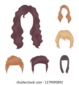 Mustache and beard, hairstyles cartoon icons in set collection for design. Stylish haircut vector symbol stock web illustration.