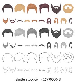 Mustache and beard, hairstyles cartoon icons in set collection for design. Stylish haircut vector symbol stock web illustration.