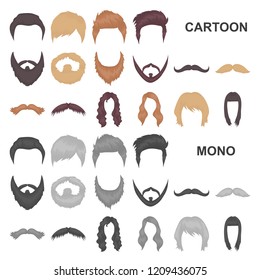 Mustache and beard, hairstyles cartoon icons in set collection for design. Stylish haircut vector symbol stock web illustration.