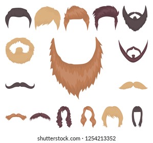 Mustache and beard, hairstyles cartoon icons in set collection for design. Stylish haircut vector symbol stock web illustration.