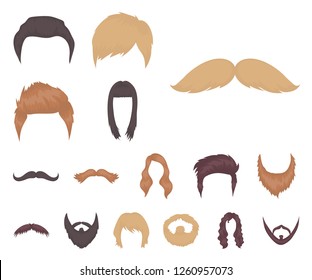 Mustache and beard, hairstyles cartoon icons in set collection for design. Stylish haircut vector symbol stock web illustration.