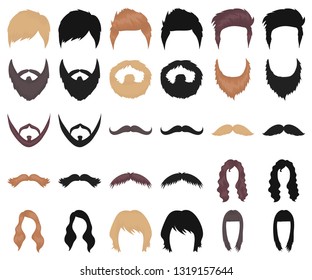 Mustache and beard, hairstyles cartoon,black icons in set collection for design. Stylish haircut vector symbol stock web illustration.