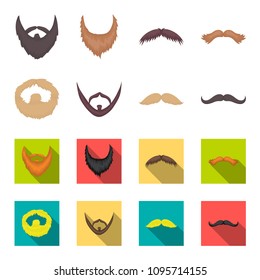 Mustache and beard, hairstyles cartoon,flat icons in set collection for design. Stylish haircut vector symbol stock web illustration.