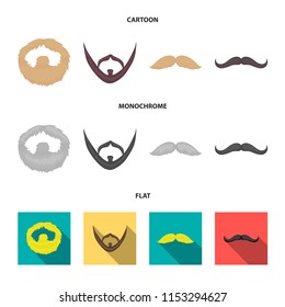 Mustache and beard, hairstyles cartoon,flat,monochrome icons in set collection for design. Stylish haircut vector symbol stock web illustration.