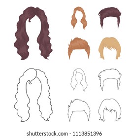Mustache and beard, hairstyles cartoon,outline icons in set collection for design. Stylish haircut vector symbol stock web illustration.