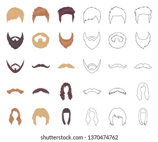 Mustache and beard, hairstyles cartoon,outline icons in set collection for design. Stylish haircut vector symbol stock web illustration.