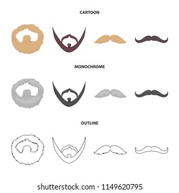 Mustache and beard, hairstyles cartoon,outline,monochrome icons in set collection for design. Stylish haircut vector symbol stock web illustration.