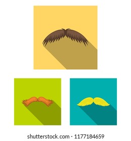 Mustache and beard, hairstyles flat icons in set collection for design. Stylish haircut vector symbol stock web illustration.