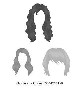 Mustache and beard, hairstyles monochrome icons in set collection for design. Stylish haircut vector symbol stock web illustration.