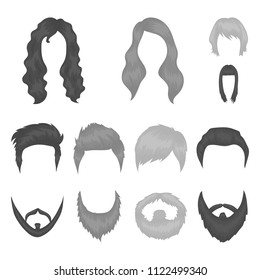 Mustache and beard, hairstyles monochrome icons in set collection for design. Stylish haircut vector symbol stock web illustration.