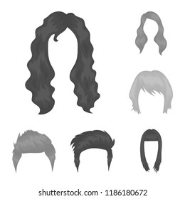 Mustache and beard, hairstyles monochrome icons in set collection for design. Stylish haircut vector symbol stock web illustration.