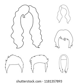 Mustache and beard, hairstyles outline icons in set collection for design. Stylish haircut vector symbol stock web illustration.
