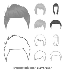 Mustache and beard, hairstyles outline,monochrome icons in set collection for design. Stylish haircut vector symbol stock web illustration.