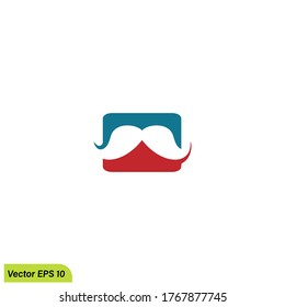 mustache and beard icon illustration symbol simple design element logo template