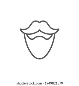 Mustache and beard icon isolated on color background. Barbershop symbol. Facial hair style. Vintage style drawing. Vector Illustration