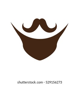 mustache and beard icon over white background. hipster style design. vector illustration