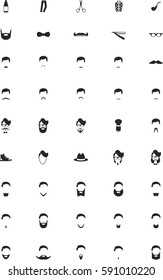 Mustache and beard icon set in simple glyph style. These icons are perfect for your websites and applications. All icons in the vector, and you can easily change the color and size.