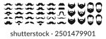 Mustache and beard icon set vector. Sillhouettes of moustache vector collection isolated on transparent background