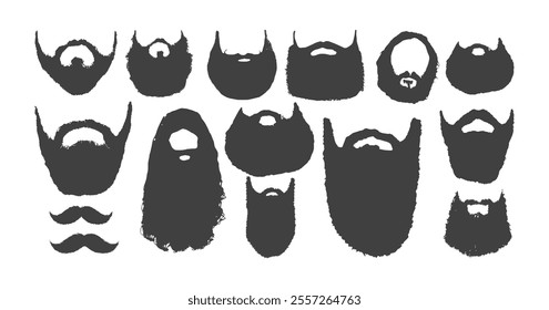 Mustache and beard icon set vector. Vintage mustache, funny fake mustaches curly moustaches and beard