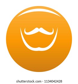 Mustache and beard icon. Simple illustration of mustache and beard vector icon for any design orange