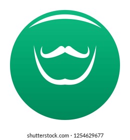 Mustache and beard icon. Simple illustration of mustache and beard vector icon for any design green