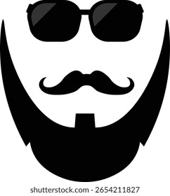 Icono de bigote y barba. Ilustración vectorial.