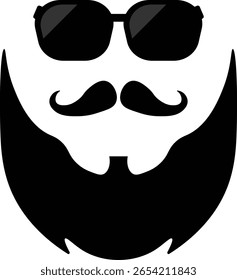 Icono de bigote y barba. Ilustración vectorial.