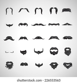 Mustache And Beard Icons Set - Isolated On Gray Background - Vector Illustration, Graphic Design Editable For Your Design