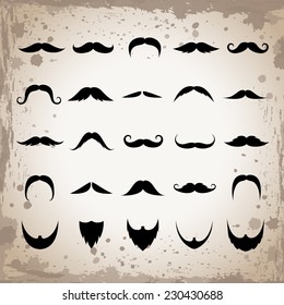 Mustache And Beard Icons Set - Isolated On Gray Background - Vector Illustration, Graphic Design Editable For Your Design   