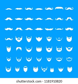 Mustache and beard icons set. Simple illustration of 50 mustache and beard vector icons for web
