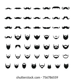 Mustache and beard icons set. Simple illustration of 50 mustache and beard vector icons for web